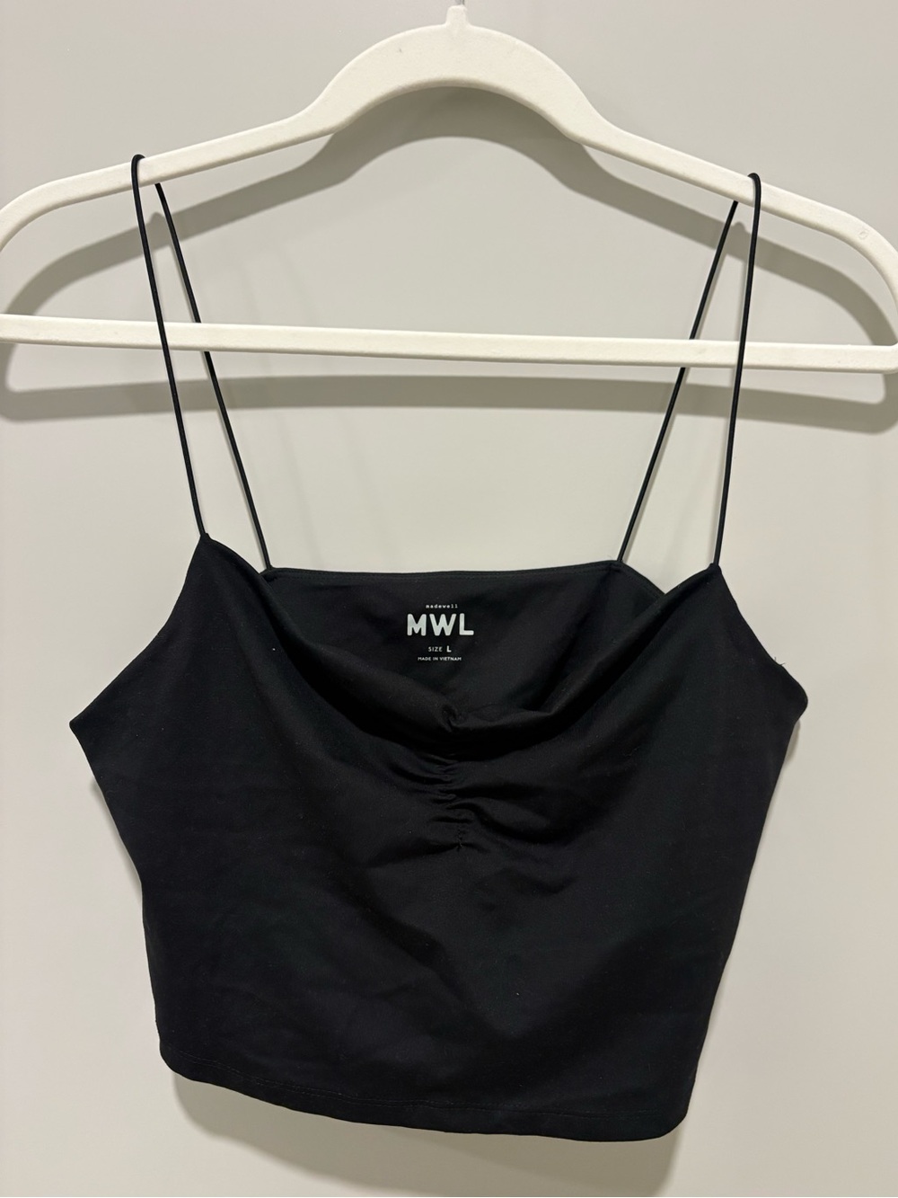 Madewell Black Ruched Cami Crop Top